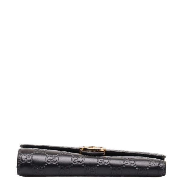 1 0149021 4 Gucci Guccisima Interlocking G Long Wallet 369663 Black Leather