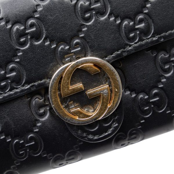 1 0149021 5 Gucci Guccisima Interlocking G Long Wallet 369663 Black Leather