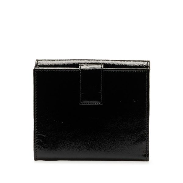 1 0149031 3 Salvatore Ferragamo Gancini Wallet Black Silver Patent Leather