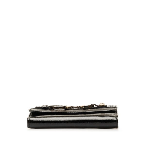 1 0149031 4 Salvatore Ferragamo Gancini Wallet Black Silver Patent Leather