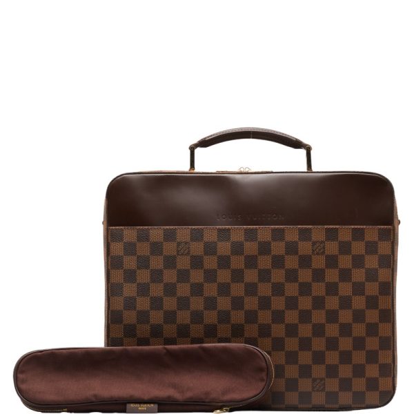 1 0149327 1 Louis Vuitton Damier Porte Savana Document Bag Brown