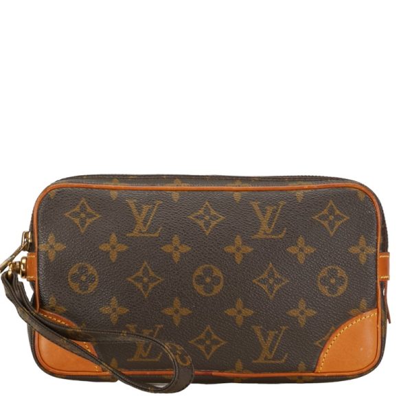 1 0149329 1 Louis Vuitton Monogram Marly Dragonne PM Clutch Bag M51827 Brown