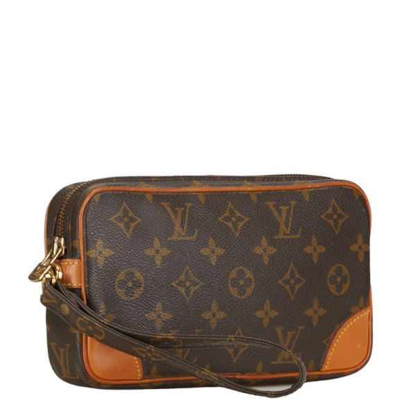 1 0149329 2 Louis Vuitton Monogram Marly Dragonne PM Clutch Bag M51827 Brown