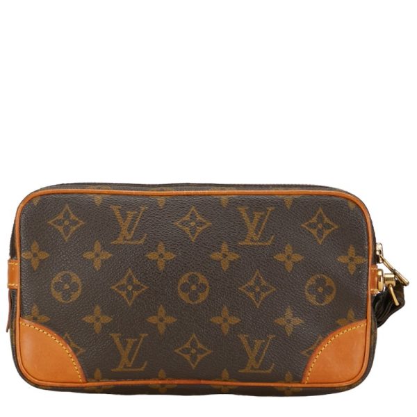 1 0149329 3 Louis Vuitton Monogram Marly Dragonne PM Clutch Bag M51827 Brown