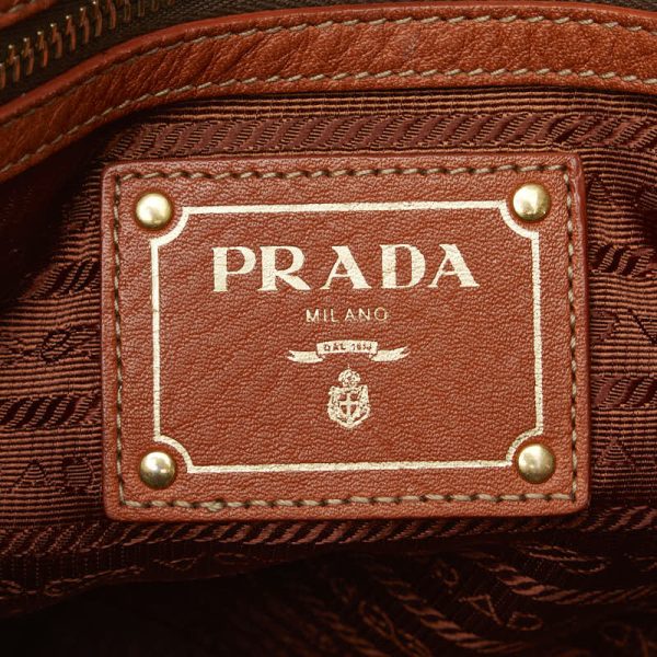 1 0149395 10 Prada Gold Hardware Tote Bag BR4482 Orange Leather