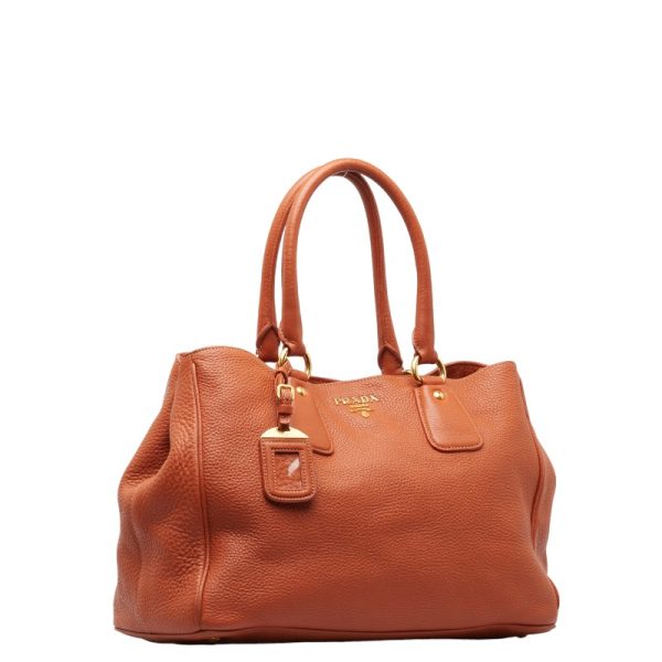 1 0149395 3 Prada Gold Hardware Tote Bag BR4482 Orange Leather