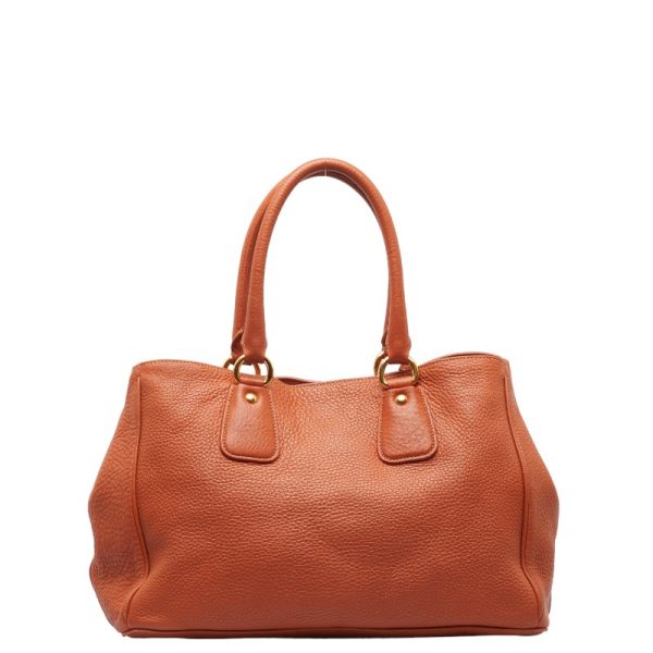 1 0149395 4 Prada Gold Hardware Tote Bag BR4482 Orange Leather