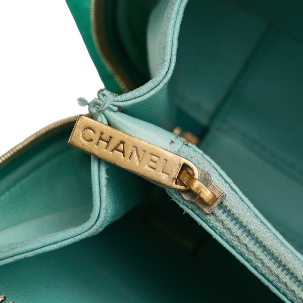 1 0149439 8 CHANEL Matelasse Cocomark Vanity Bag 2WAY Green Caviar Skin