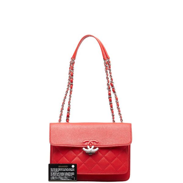 1 0149465 9 CHANEL Matelasse Coco Mark Chain Shoulder Bag Red Lambskin