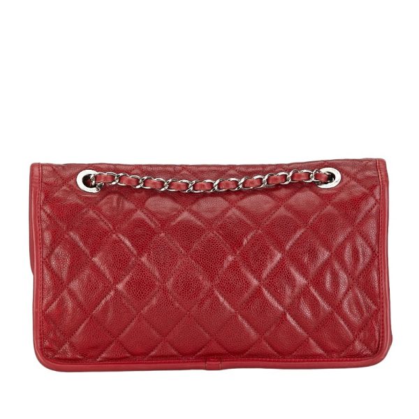 1 0149466 3 CHANEL French Riviera Matelasse Chain Shoulder Bag Red Caviar