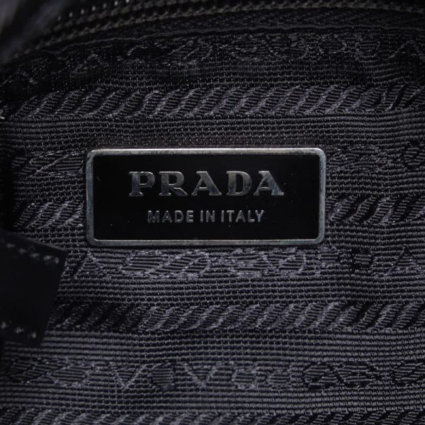 1 0149674 7 PRADA Triangle Logo Plate Shoulder Bag Black Nylon Leather