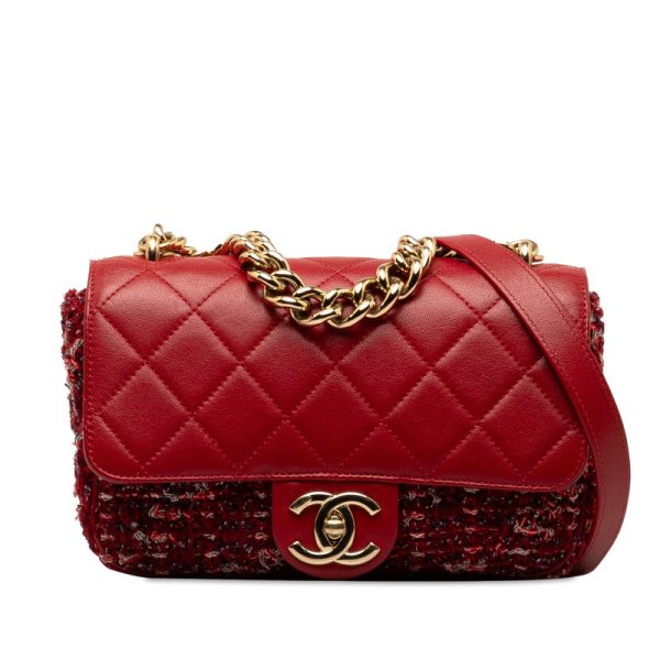 1 0149693 1 CHANEL Matelasse Coco Mark Chain Bag 2WAY Red Multicolor