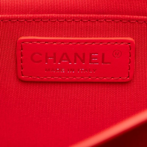 1 0149698 6 CHANEL Coco Mark Chain Shoulder Bag Red Silver Leather