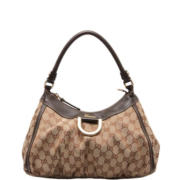 1 0149901 1 Gucci GG Canvas Abbey Handbag Tote Bag Beige Brown Canvas