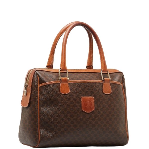 1 0149914 2 Celine Macadam Handbag Mini Boston Bag Brown PVC Leather