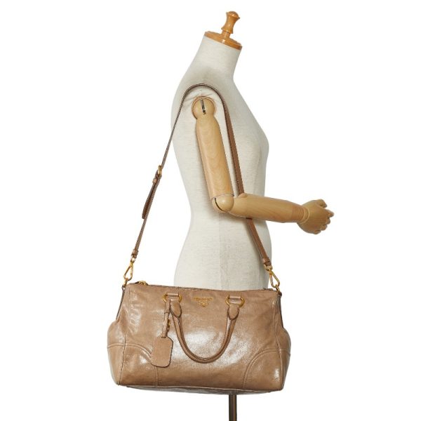 1 0149967 11 Prada Logo Handbag Shoulder Bag 2way BN2324 Beige Leather