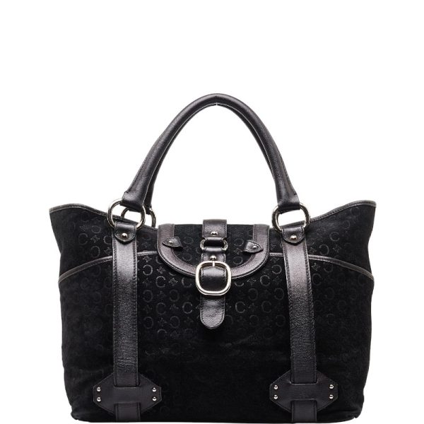 1 0149978 1 Celine C Macadam Handbag Black Canvas Leather