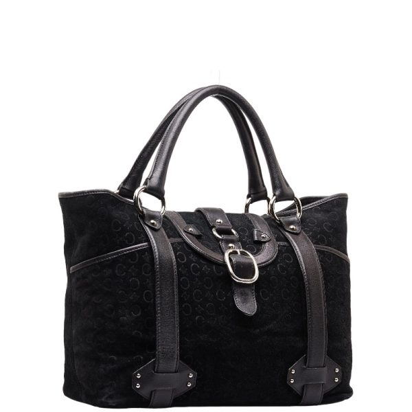 1 0149978 2 Celine C Macadam Handbag Black Canvas Leather