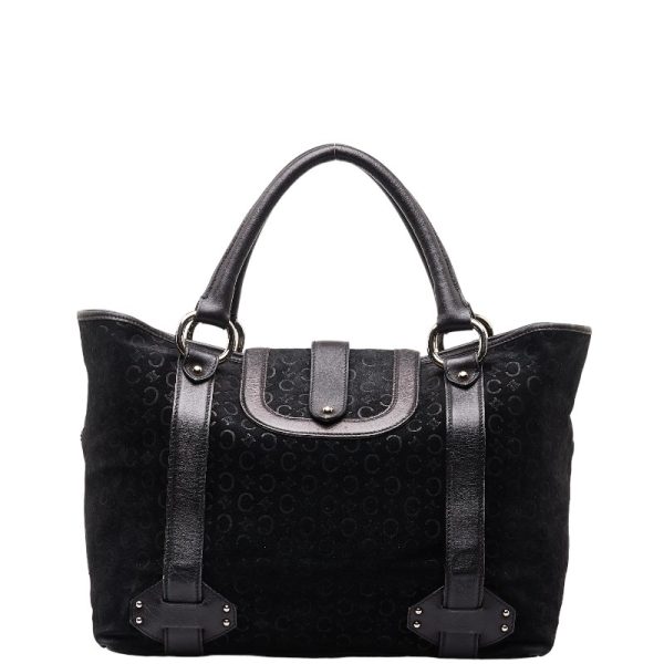 1 0149978 3 Celine C Macadam Handbag Black Canvas Leather