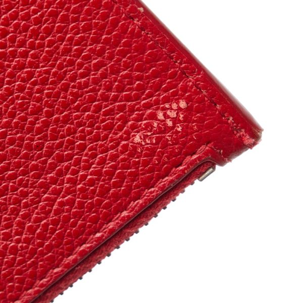 1 0150066 5 Saint Laurent Zip Pouch Case Coin Purse Red Silver Leather