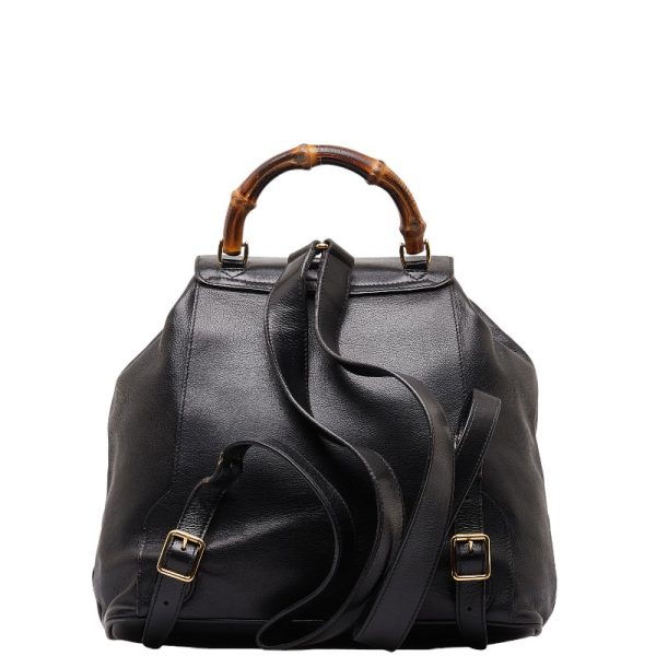 1 0150328 3 Gucci Bamboo Rucksack Backpack Black Leather