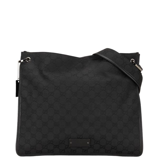 1 0150509 1 Gucci GG canvas shoulder bag black leather