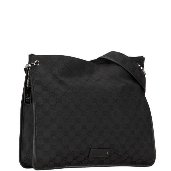 1 0150509 2 Gucci GG canvas shoulder bag black leather