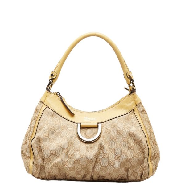 1 0150511 1 Gucci GG Canvas One Shoulder Bag Handbag Beige Yellow Canvas Leather