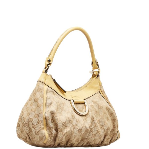 1 0150511 2 Gucci GG Canvas One Shoulder Bag Handbag Beige Yellow Canvas Leather