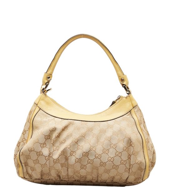 1 0150511 3 Gucci GG Canvas One Shoulder Bag Handbag Beige Yellow Canvas Leather