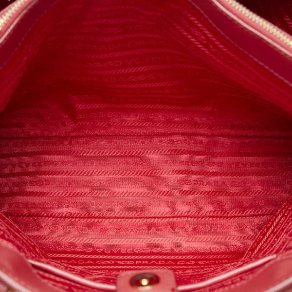 1 0150514 8 Prada Saffiano Triangle Logo Plate Handbag Shoulder Bag Red