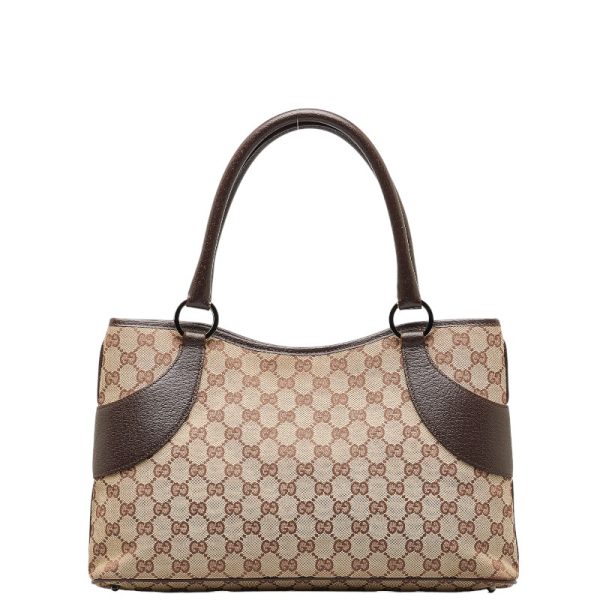 1 0150516 3 Gucci GG Canvas Tote Bag Brown Beige Canvas Leather