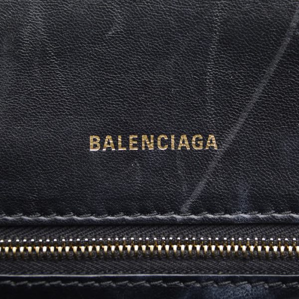 1 0150529 10 Balenciaga Hourglass Small 2WAY Black Leather