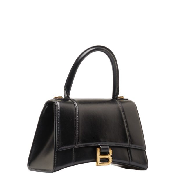 1 0150529 3 Balenciaga Hourglass Small 2WAY Black Leather