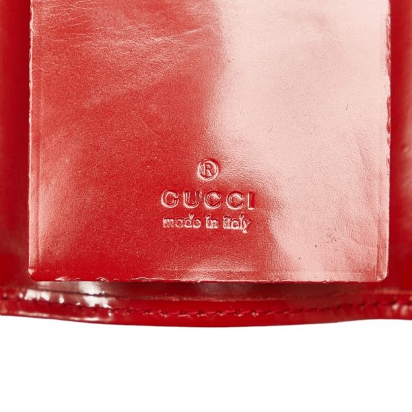 1 0150674 8 Gucci G Logo Key Case Red Silver Leather