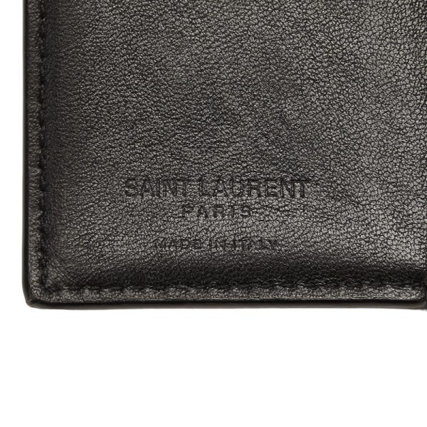 1 0150713 10 Saint Laurent Trifold Compact Wallet Bifold Wallet Black Leather