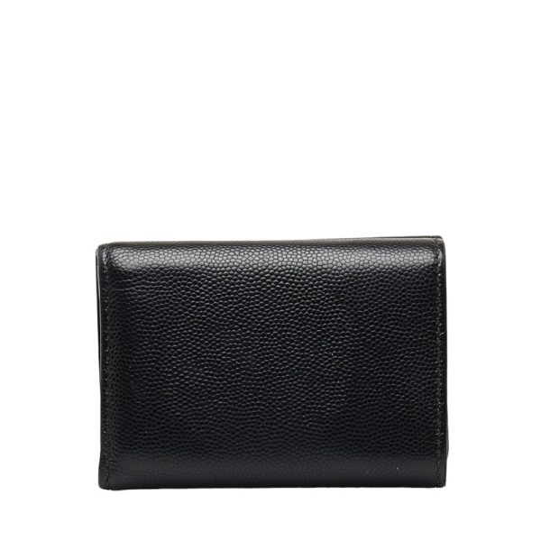 1 0150713 3 Saint Laurent Trifold Compact Wallet Bifold Wallet Black Leather