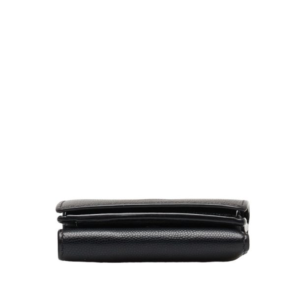 1 0150713 4 Saint Laurent Trifold Compact Wallet Bifold Wallet Black Leather