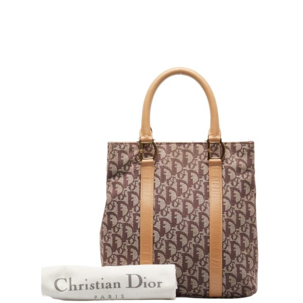 1 0150716 9 Dior Trotter Handbag Tote Bag Brown Beige Canvas Leather