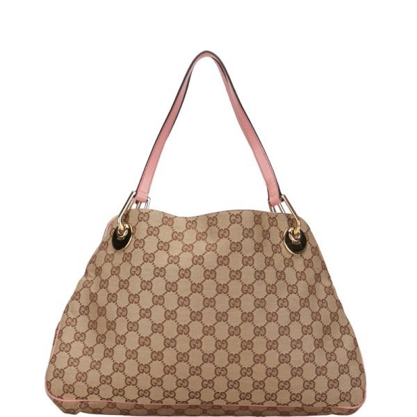 1 0151264 3 Gucci GG canvas handbag beige pink canvas leather