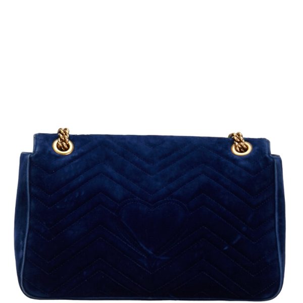 1 0151593 3 Gucci GG Marmont Chain Shoulder Bag Blue Velor