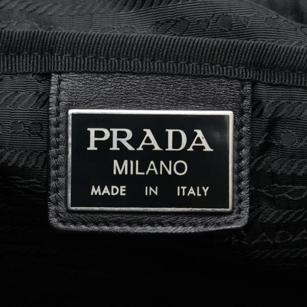 1 0151792 12 Prada Triangle Logo Plate Carry Bag Boston Bag 2WAY Black Leather