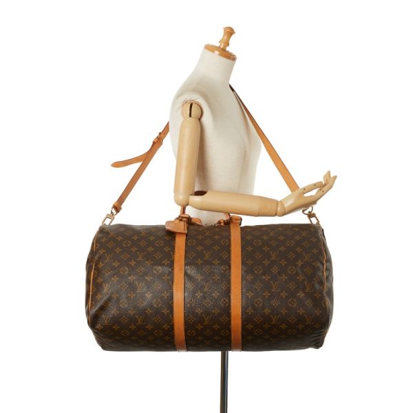 1 0151820 10 Louis Vuitton Monogram Keepall Bandouliere 55 Bag M41414 Brown