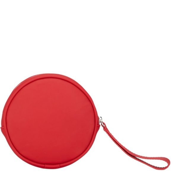 1 0151851 3 Dior CD Logo Round Circle Pouch Red Polyurethane