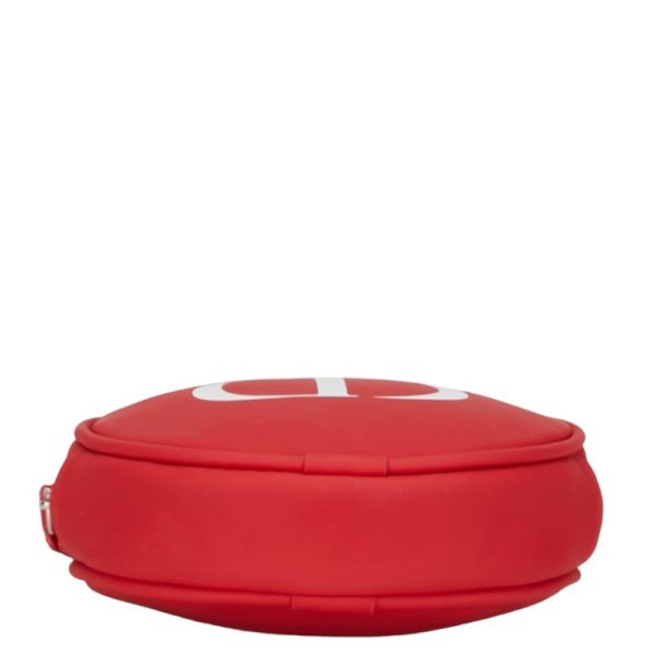 1 0151851 4 Dior CD Logo Round Circle Pouch Red Polyurethane