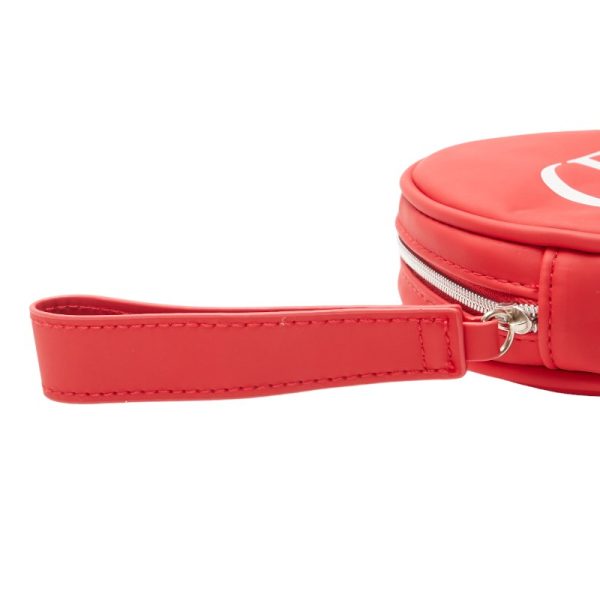 1 0151851 5 Dior CD Logo Round Circle Pouch Red Polyurethane