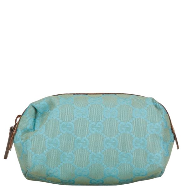 1 0152080 1 Gucci GG Canvas Pouch 29596 Blue Brown Canvas Leather