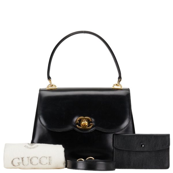 1 0152107 1 Gucci Old Gucci Handbag Shoulder Bag 2WAY Black Leather