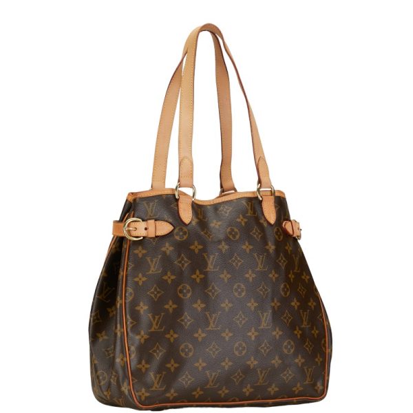 1 0152121 2 Louis Vuitton Monogram Batignolle Vertical Shoulder Bag Tote Brown