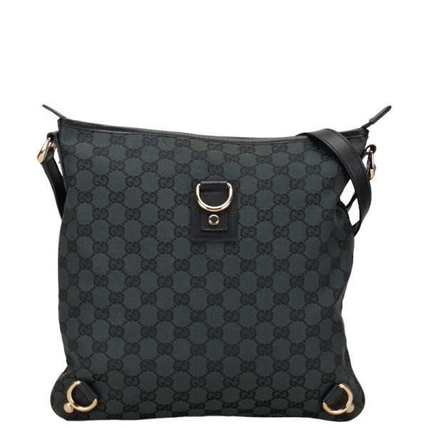 1 0152386 1 Gucci GG Canvas Abbey Shoulder Bag Black Leather